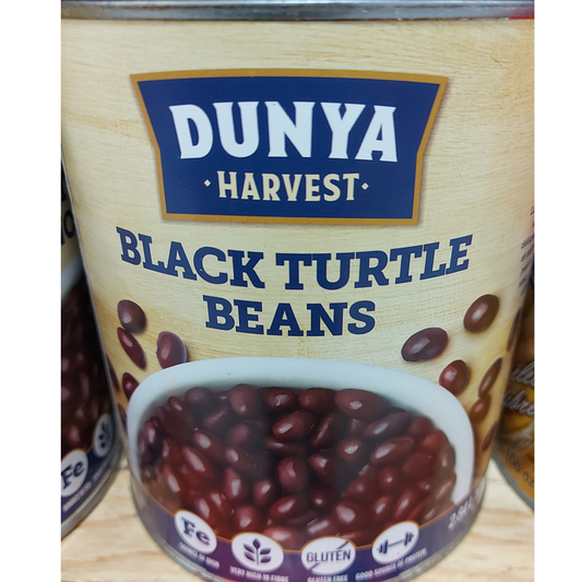 Beans  - Canned Black Turtle Beans (6 x 100oz) Dunya Harvest